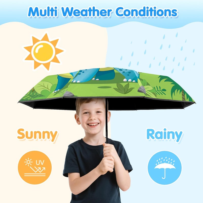 Decalsweet Kids Folding Umbrella Auto Open/Close Anti-rebound Safe Design UV Resistant Automatic Children Travel Umbrellas 8 Rib Reinforced Canopy 360° Reflective Strip Lightweight Cute Umbrella for Girls & Boys - Image 2